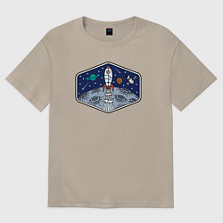 Футболка оверсайз женская Полёт к луне, цвет: миндальный