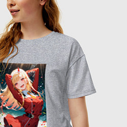 Футболка оверсайз женская Марин Китагава косплей 002 Darling in the Franxx, цвет: меланж — фото 2