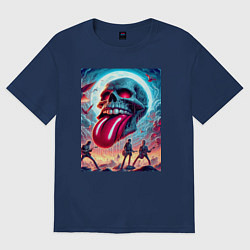 Футболка оверсайз женская Rolling Stones - skull transformation, цвет: тёмно-синий