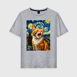 Футболка оверсайз женская Крик котика, цвет: меланж
