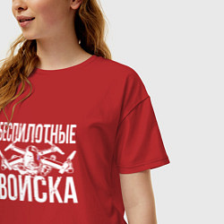 Футболка оверсайз женская Россия - беспилотные войска, цвет: красный — фото 2