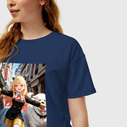 Футболка оверсайз женская Марин Китагава косплей Ани Форджер, цвет: тёмно-синий — фото 2