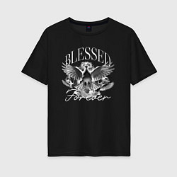 Футболка оверсайз женская Blessed forever, цвет: черный