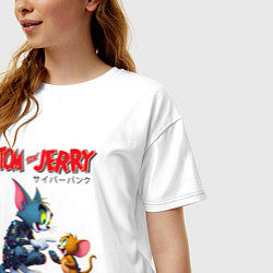 Футболка оверсайз женская Tom and Jerry - cyberpunk, цвет: белый — фото 2