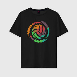 Футболка оверсайз женская Color volleyball, цвет: черный
