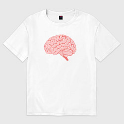 Футболка оверсайз женская Мозг иллюстрация, цвет: белый