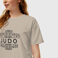 Футболка оверсайз женская Узор дзюдо, цвет: миндальный — фото 2