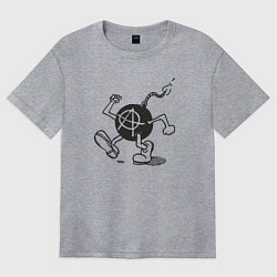 Футболка оверсайз женская Bomb anarchy, цвет: меланж