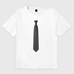 Футболка оверсайз женская Черный галстук, цвет: белый