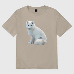 Футболка оверсайз женская Белая северная лиса, цвет: миндальный