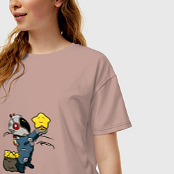 Футболка оверсайз женская Мешок со звёздами, цвет: пыльно-розовый — фото 2