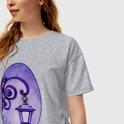 Футболка оверсайз женская Фиолетовый уличный фонарь, цвет: меланж — фото 2