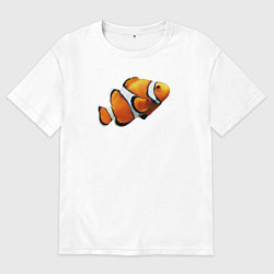 Футболка оверсайз женская Рыбка попугай, цвет: белый