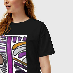 Футболка оверсайз женская Фиолетовая композиция, цвет: черный — фото 2