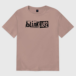 Футболка оверсайз женская Blink 182 трафарет черный, цвет: пыльно-розовый
