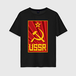 Футболка оверсайз женская USSR style, цвет: черный