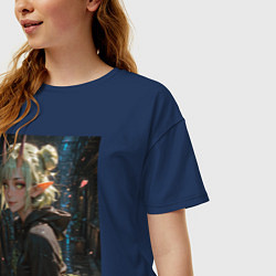 Футболка оверсайз женская ElfOlive, цвет: тёмно-синий — фото 2