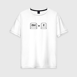 Футболка оверсайз женская Ctrl C, копировать, цвет: белый