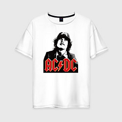 Футболка оверсайз женская ACDC rock band english, цвет: белый