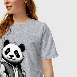 Футболка оверсайз женская Крутой чувак панда, цвет: меланж — фото 2