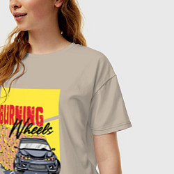 Футболка оверсайз женская Burning wheels, цвет: миндальный — фото 2