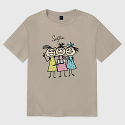 Футболка оверсайз женская Selfie girls, цвет: миндальный