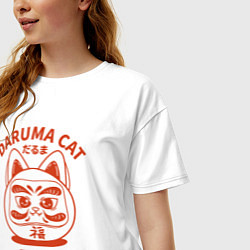 Футболка оверсайз женская Daruma cat, цвет: белый — фото 2