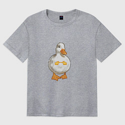 Футболка оверсайз женская Милая смущенная уточка гусь мем, цвет: меланж