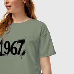 Футболка оверсайз женская 1967 черной краской, цвет: авокадо — фото 2