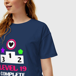 Футболка оверсайз женская 19 уровень пройден, цвет: тёмно-синий — фото 2