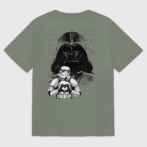 Женская футболка оверсайз Дарт вейдер на стене / Авокадо – фото 2