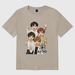 Футболка оверсайз женская Astro аниме стиль, цвет: миндальный
