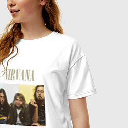 Футболка оверсайз женская Nirvana band foto, цвет: белый — фото 2