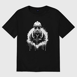 Футболка оверсайз женская Нефтяник в белой краской, цвет: черный