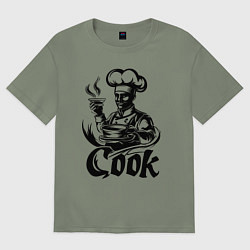 Футболка оверсайз женская Повар готовит блюдо, цвет: авокадо