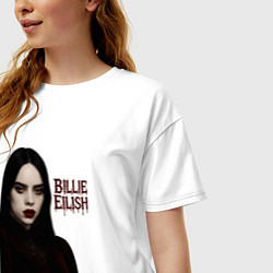 Футболка оверсайз женская Билли Айлиш готический стиль, цвет: белый — фото 2
