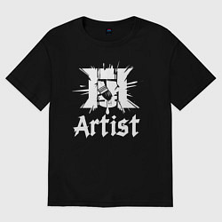 Футболка оверсайз женская Художник логотип с кистью, цвет: черный