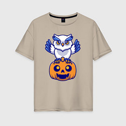 Футболка оверсайз женская Halloween owl, цвет: миндальный