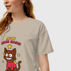 Футболка оверсайз женская Meow means magic, цвет: миндальный — фото 2