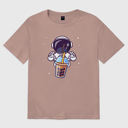 Футболка оверсайз женская Космический бабл-чай, цвет: пыльно-розовый