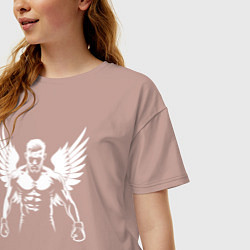 Футболка оверсайз женская Конор Макгрегор с крыльями, цвет: пыльно-розовый — фото 2