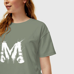 Футболка оверсайз женская М буква в бойцовских перчатках, цвет: авокадо — фото 2