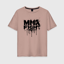 Футболка оверсайз женская MMA боец черной краской, цвет: пыльно-розовый