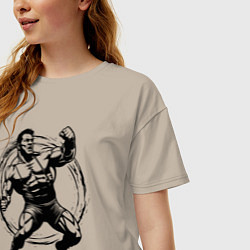 Футболка оверсайз женская Эпичный рестлер, цвет: миндальный — фото 2