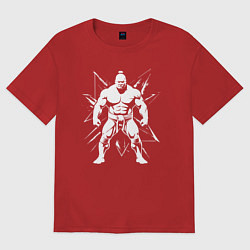 Футболка оверсайз женская Мускулистый сумоист, цвет: красный