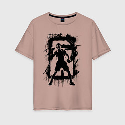 Футболка оверсайз женская Тони Фергюсон в черном, цвет: пыльно-розовый