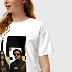 Футболка оверсайз женская Мужчина и женщина с гаджетами поп-арт ретро-футури, цвет: белый — фото 2