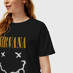 Футболка оверсайз женская Нирвана рок музыка, цвет: черный — фото 2