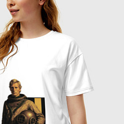 Футболка оверсайз женская Молодой мужчина водолаз ретрофутуризм поп-арт 1970, цвет: белый — фото 2