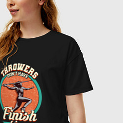 Футболка оверсайз женская У метателей нет финишных линий, цвет: черный — фото 2